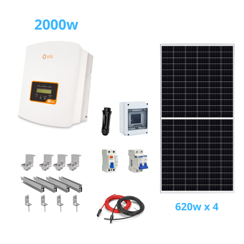 Kit Solar Fotovoltaico On Grid 2000W conectado a la red.