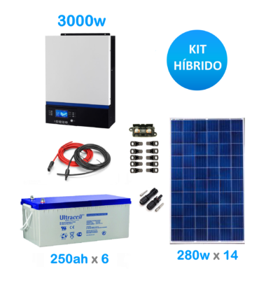 Kit solar hibrido 3000w ampliado alto consumo