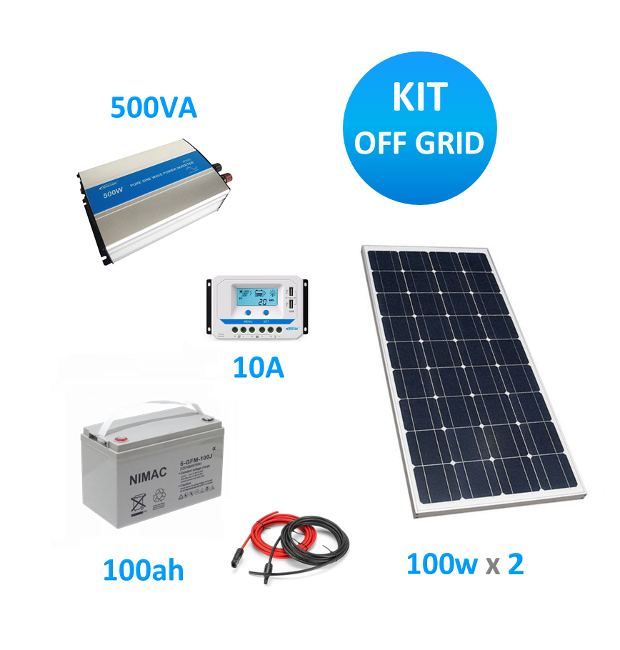 Panel solar de 500 W sistema de batería de 200 Ah: 2 baterías de gel de 100  Ah + inversor de 1500 W + paneles solares de 5 x 100 W + controlador MPPT